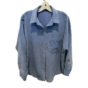 Zara Men's Blue Long Sleeve Button Down Corduroy Shirt Size Large
